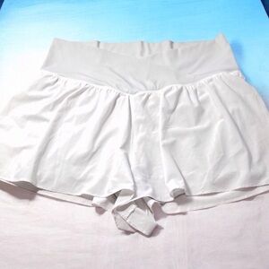OFFLINE by Aerie Real Me Skort – White w/ Light Gray Waistband, Size XL